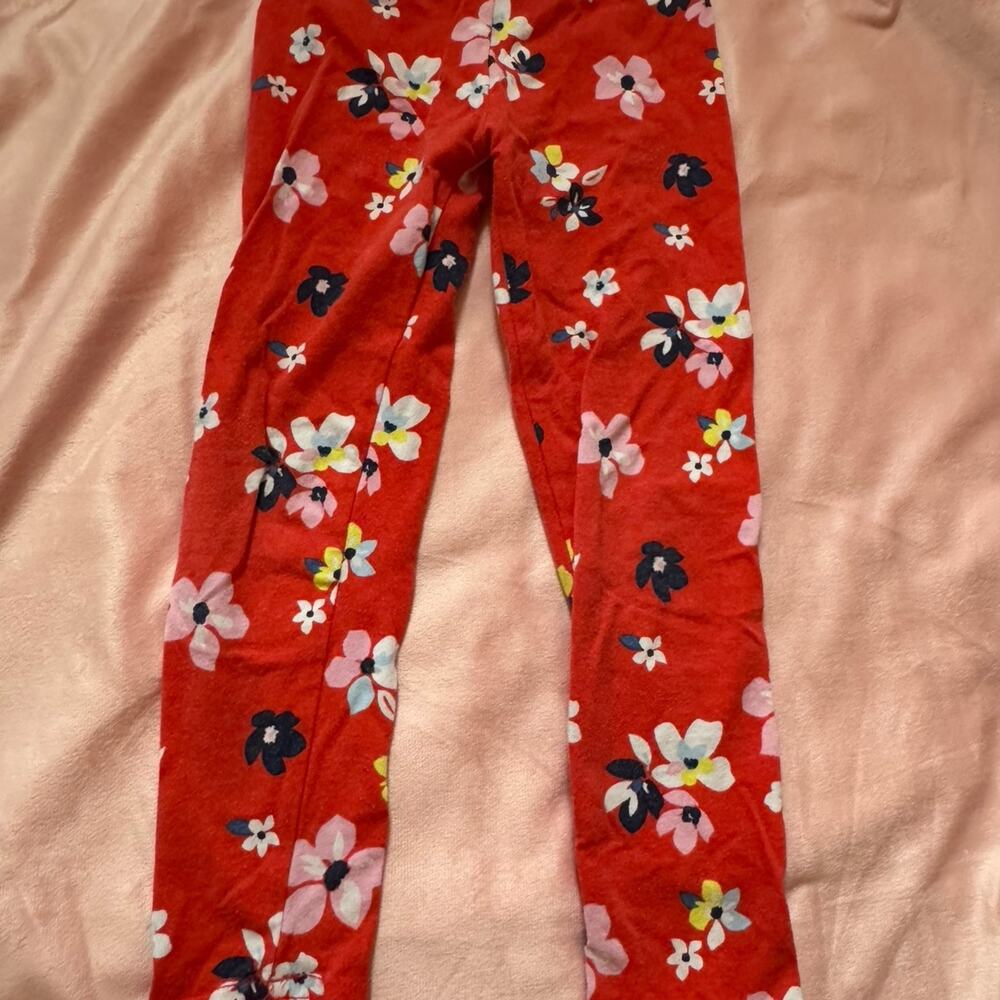Carter's Girl Red Floral Leggings, Size 5T